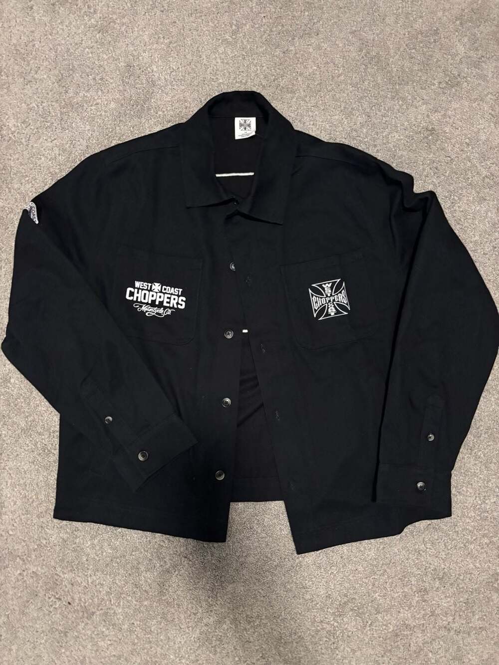 West Coast Choppers Button Up Shirt Size LG Black Cotton